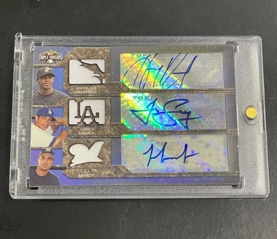 2008 Topps Triple Threads Ramirez Hardy Loney Triple Relic Combos Auto 1/1 - Image 1 of 2