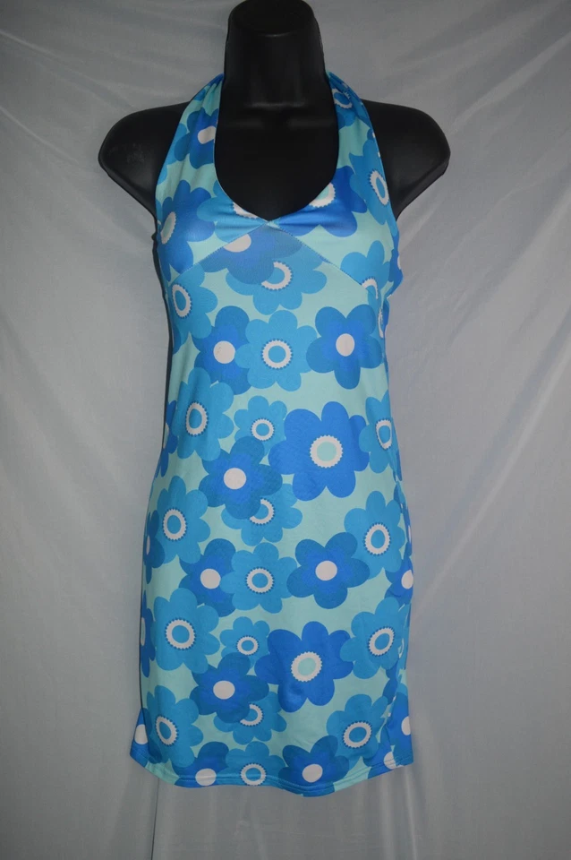 Ретро диско 70-х тема синий и белый платье размер маленький костюм вечеринки - Изображение 1 из 3