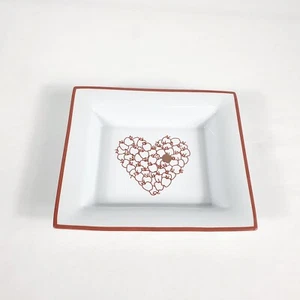 Pottery Barn Trinket Jewelry Key Soap Dish Ceramic Tray Apple Heart Teacher Gift - Picture 1 of 8