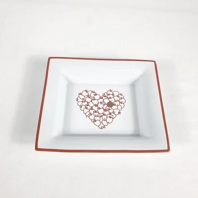 Pottery Barn Trinket Jewelry Key Soap Dish Ceramic Tray Apple Heart Teacher Gift - Image 1 of 4