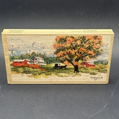 Estampillas Amish Happen 90361 sello de goma de madera D. Morgan cabaña jardín buggy Foto 1 de 4