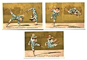 Victorian Trade Cards Set Haines Co Publishers City Mills Massachusetts Circus - Bild 1 von 5