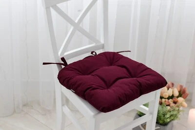 U-Shaped Chair Cushion with Ties — Burgundy Wine - Image 1 of 4