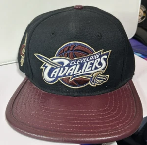 Cleveland Cavaliers Hat Snapback Black Maroon Official Pro Cap Leather Bill - Picture 1 of 9