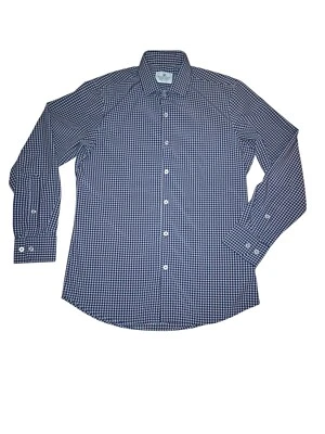 Mizzen+Main Blue Check Poly-Spandex Long Sleeve Button Up Trim Fit Shirt Size M - Image 1 of 4