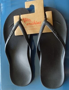 Archies Arch Support Thong Flip Flops High Arch Black Unisex Men 4/Women 5 - Picture 1 of 3