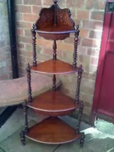 Antique mahogany Victorian pretty display corner unit barley twist wot not - Picture 1 of 4