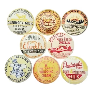 Set of 8 Vintage Milk Cap Set 2 Wood Cabinet Knobs - Picture 1 of 3
