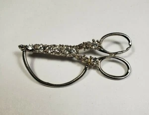 Spilla spilla forbici vintage - tono argento con strass - Foto 1 di 7