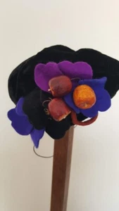 1940er Damen Halbhut mit Filzblumen Papier Mache Obst - Bild 1 von 15