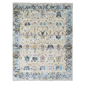 7'10"x9'10"Ivory Hand Knotted Wool Natural Dyes Mahal Design Oriental Rug G84293 - Picture 1 of 12