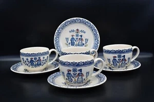 Johnson Bros Staffordshire Hearts and Flowers Set 4 Cup & Saucer Blue Label #1 - Picture 1 of 17