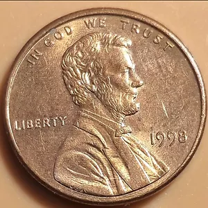 1998 Lincoln Penny 1C No Mint Mark 2.5g Zinc High Grade Red💥Error "Wide AM"💥 - Picture 1 of 10