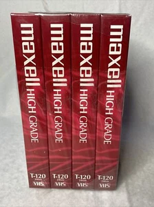 Maxwell High Grade 6 Hour T-120 Blank VHS Sealed Tape VCR Cassette Set of 4 NEW - Picture 1 of 4