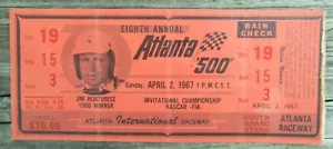 Vintage 1967 Nascar 8th Annual Atlanta 500 Ticket Cale Yarborough No.21 Ford Win - Picture 1 of 2