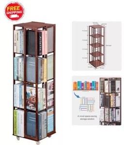 5 Tier Rolling Bookcase with 360 Rotating Bookshelf - Freestanding Storage Or... - Picture 1 of 8