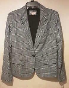 Merona Grey plaid Blazer Prince of wales check Womans size 14 NEW - Picture 1 of 7