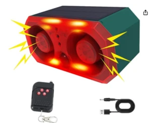 Outdoor Solar Motion Sensor Alarm with Remote Control Replaceable Recorded Sound - Picture 1 of 8