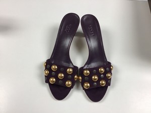 gucci suede mid heel slide