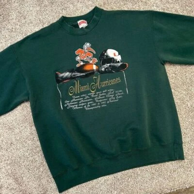 Vintage Miami Hurricanes Crewneck Sweatshirt Made In USA Men Size XL (589) - Image 1 of 4