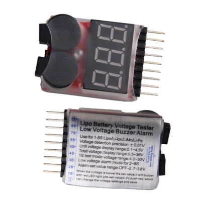 RC Lipo Warner Tester Batterie Spannungstester 2-8S Alarm Pieper RC Auto Drohne - Bild 1 von 2