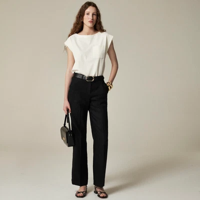 New JCREW Size M Harbor Pant in Linen Black $118 CH853 - Image 1 of 4