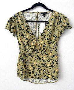 Camicetta Jessica Simpson Brooklyn top ghepardo stampa floreale media nuova con etichette B103 - Foto 1 di 9