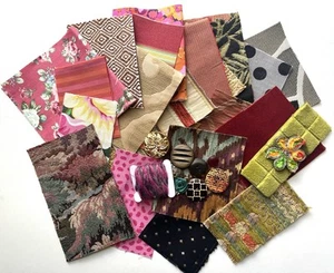 Junk Journal Scrapbooking Slow Stitch Sewing Fabric 35 Items Jewel Colors #AB3 - Picture 1 of 6