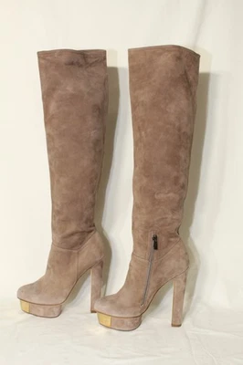 Botas de gamuza Le Silla tostadas punta de metal dorado talla 37 Foto 1 de 4