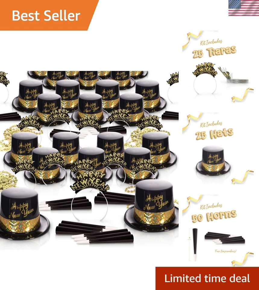 Nuevo kit de fiesta negro y dorado 250 piezas para 50 invitados Foto 1 de 4