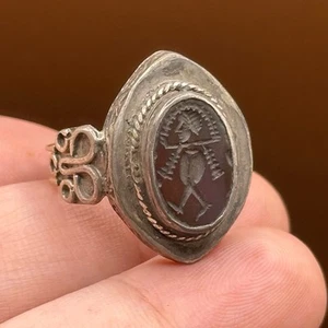 Beautiful Ancient Roman Silver Ring With Agate Stone Unique Intaglio - Picture 1 of 10