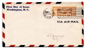 1934 First Day of Issue Aviation Event Cover Benjamin Franklin Station - Picture 1 of 2