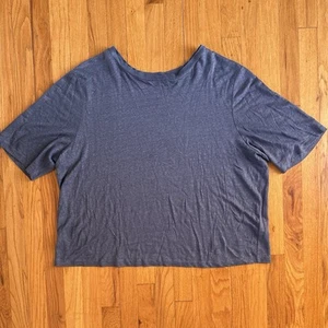 Camiseta pulóver de manga corta 100 % lino Vince para mujer talla XXXL azul jaspeado - Imagen 1 de 6