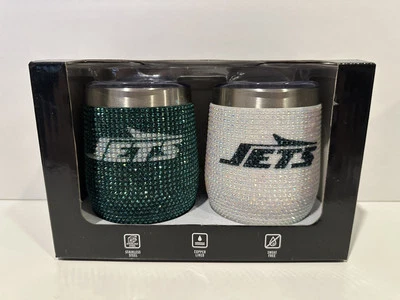 Copo de vinho New York Jets 12 oz Home Away sem haste design bling caneca forrada! - Imagem 1 de 4