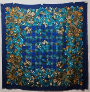 Cravatta Art Of The Sciarpa Vintage Sciarpa Plaid Disegno Fogliame Floreale con Uccellini - Foto 1 di 10