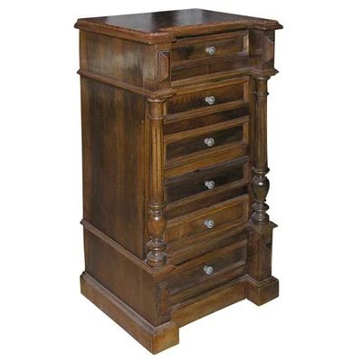 FRENCH MAHOGANY BEDSIDE CABINET WITH FOSSILIZED STONE TOP 19TH CENTURY - Image 1 of 4