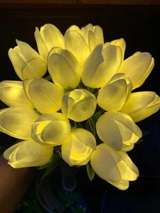 Fake Tulips with Light 15 Pcs Tulips Artificial Flowers Real Touch Tulip Bouq... - Picture 1 of 8