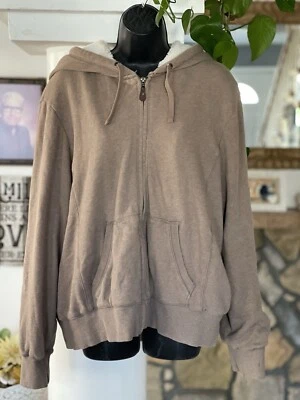 Зеленый чай желтовато-коричневый флис куртка молнии толстовка с капюшоном женщин размер 2 X - Изображение 1 из 4