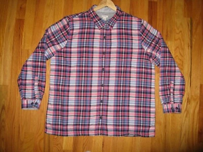 Camisa LL Bean Mujer XL X GRANDE Franela a Cuadros Forrada de Vellón Larga S Botón 285013 Foto 1 de 4