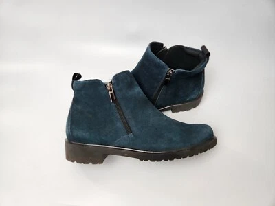 Munro Teal Suede Zip Up Ankle Booties Womens Size 10.5 W Moto Boots For Fall - Image 1 of 4
