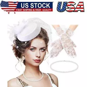 Fascinator Hat for Women Tea Party Derby Hat with Veil Feather Funeral Headpiece - Picture 1 of 9