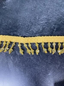 Beaded Fringe Mustard Yellow Acrylic Beads Polyester Trim Sold by Yard - Picture 1 of 5