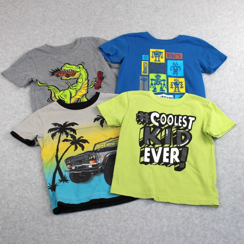 Garanimals T-Shirts Boy's 4T Dinosaur Truck Robot Cool Kid Short Sleeve Lot of 4 - Image 1 of 4