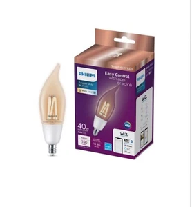 Philips LED Candelabra Bulb Smart Tunable White Wi Fi E12 Bluetooth 40 Watt 350L - Picture 1 of 4