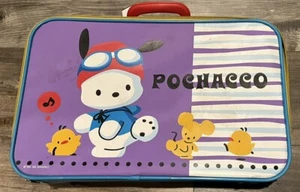 Vintage 1999 Sanrio Pochacco 17" x 10.5" x 4" Purple Suitcase Luggage Bag Vinyl - Picture 1 of 4