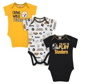 NFL Pittsburgh Steelers 3 Pack Short Sleeve Bodysuit - Choose Your Size