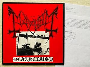 MAYHEM . Deathcrush LP ORIGINAL hand signed EURONYMOUS letter 1993 ! Black Metal