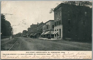MANCHESTER CT MAIN STREET ANTIQUE POSTCARD - Picture 1 of 2