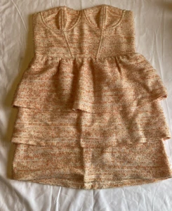 Alice + Olivia Short Casual Mini Dress Strapless Cocktail Peach/White - Picture 1 of 7
