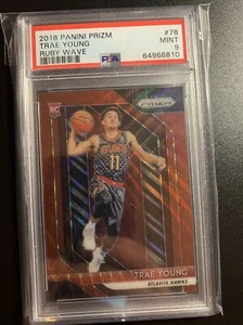 2018 Trae Young Hawks Panini Prizm Ruby Wave Rookie RC PSA 9 - Picture 1 of 3